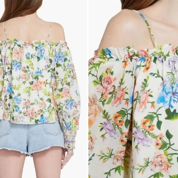 Alice + Olivia Tereza Floral Romantic Cottagecore Feminine Top Medium - Picture 3 of 11